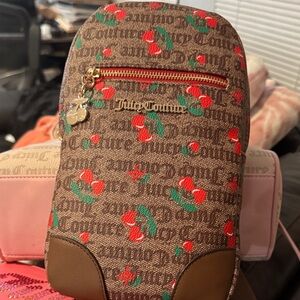 Juicy Couture Brown Backpack with Red Cherry Design